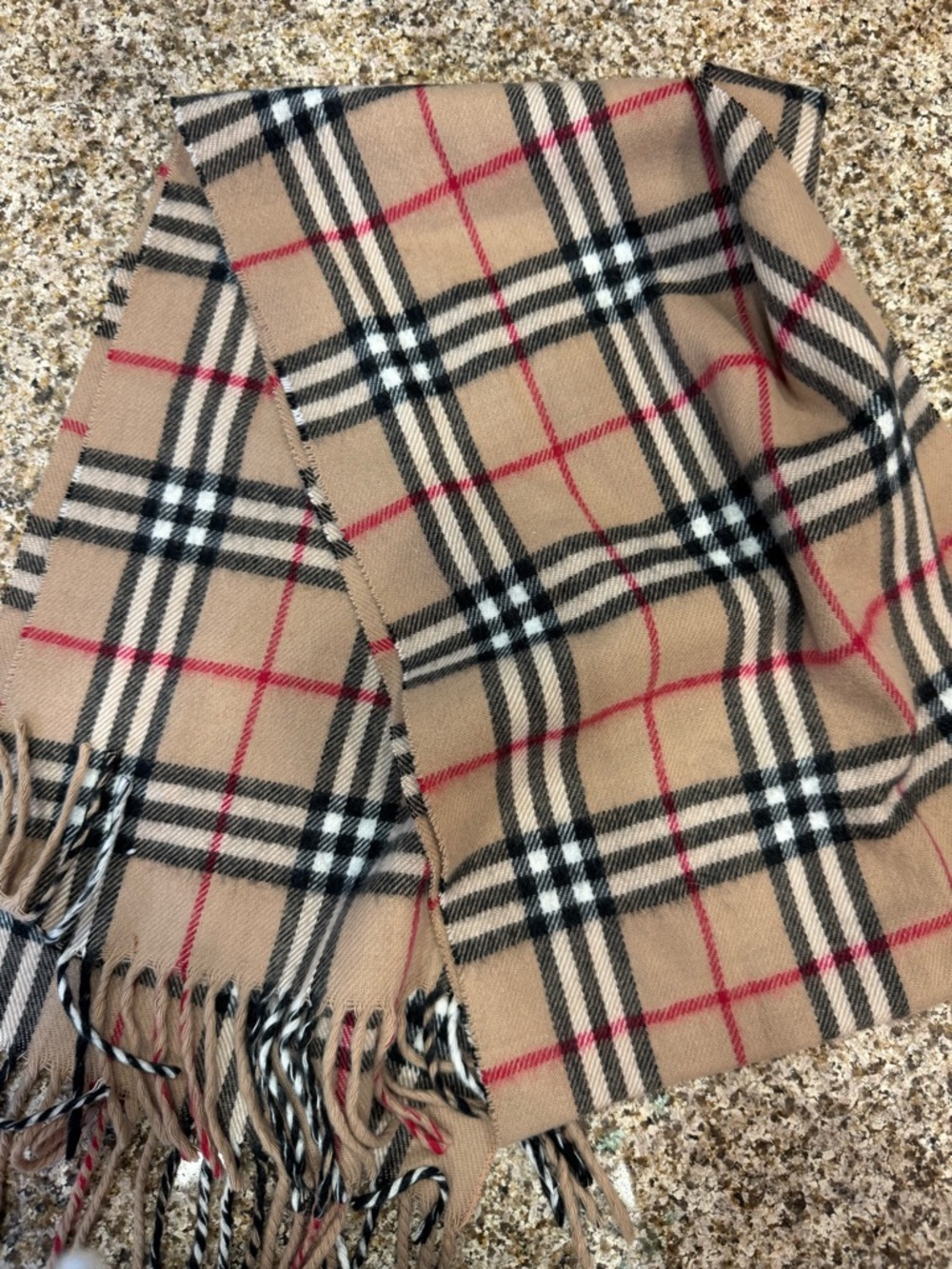 Classic Plaid Fringe Scarf in Camel, Black, White, Red
